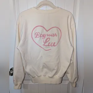 Official BTS Boys with Luv Sweater Medium Cream/Pink thumbnail 2