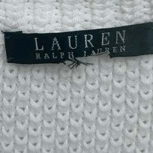 Lauren Ralph Lauren White‎ Fold Over Collar Waffle Knit Sweater Women's Size XL thumbnail 7
