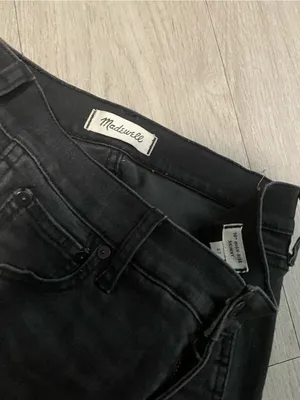 Madewell Black Skinny Jeans with Raw Hem thumbnail 2