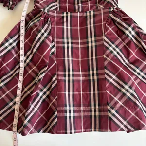 Anthropologie Maeve Burgundy Tartan Plaid Puff Sleeve Mini Dress Women’s Small thumbnail 7