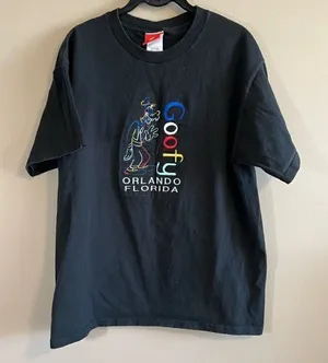 ✨ Disney‎ Black Embroidered Goofy Orlando Florida Shirt Large thumbnail 1