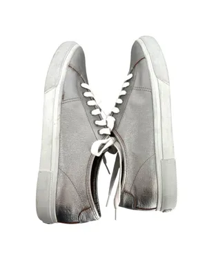 Frye Womens Gia Metallic Silver Leather Low Lace Up Sneakers Size 9.5 thumbnail 4