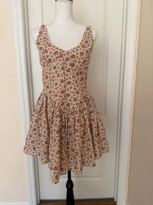 NWT Olivaceous Women’s Floral Print A-Line Dress Linen, Sz L thumbnail 4