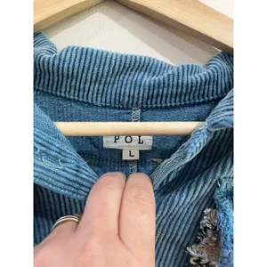 POL Plaid Corduroy Shacket‎ Raw Hem Boho Oversized Button Down Size L thumbnail 8