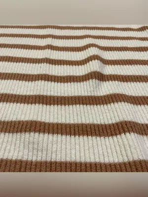 PrettyGarden Cream Sweater Tan Stripes size S thumbnail 6
