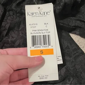 (NWT) KAREN KANE Black Floral Lace Long Sleeve Blouse thumbnail 12