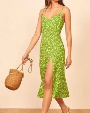 Reformation Crimini Green Floral Midi Dress 0 thumbnail 1