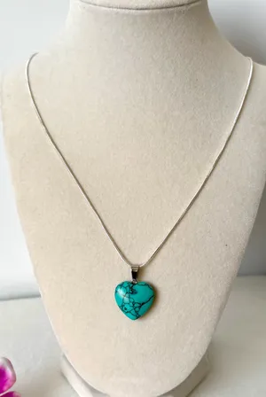 Turquoise Heart Necklace Blue thumbnail 2