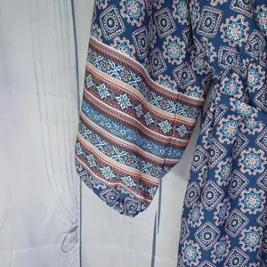 Miami paisley 3/4 sleeve v-neck boho chic geometric print cottagecore romper thumbnail 4