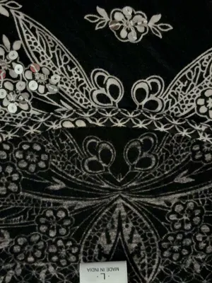 Bila Black & White Ornate Lace-Trim Tank Top thumbnail 4