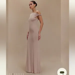 Meshki - Tamsin Short Sleeve Modal Maxi Dress - Mushroom thumbnail 3