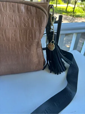 Steve Madden Taupe Embossed Crossbody with Black Tassel Strap thumbnail 2