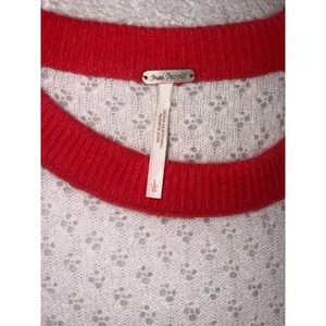 free people jade cashmere sweater Large Red Blue White thumbnail 4