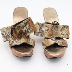 Modzori Wedge Sandals Womens 8 Platform Snakeskin Gold Reversible Fair thumbnail 3