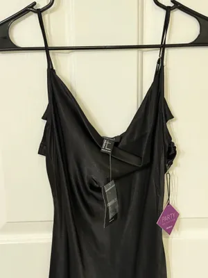 Forever 21 Cowl Neck Slip Dress Satin Black thumbnail 7