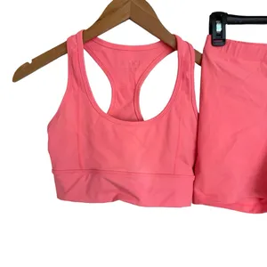Saski Pink Bike Shorts and Sports Bra Two Piece Set Size Small‎ S Pink thumbnail 2