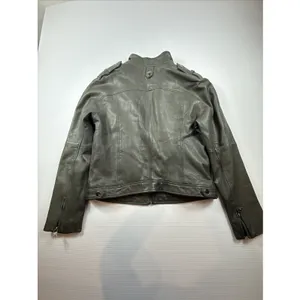 Banana Republic 100% Leather Women S Green Soft Jacket Moto Discolored thumbnail 7