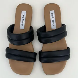 NWOT Steve Madden Wizen Black Strap Slip On Sandals in Women’s Size 7 thumbnail 1