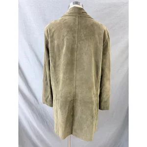 J. Jill Womens Olive Green 100% Calfsuede Leather Satin Lined‎ Car Coat Size M thumbnail 5