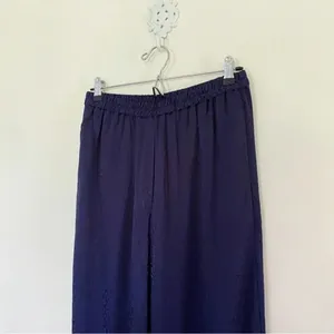 & Other Stories Leopard Print Jacquard Satin Wide Leg Pants NWT Navy Size 6 $79 thumbnail 7
