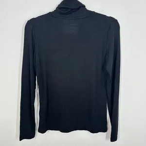 Magaschoni Womens Micromodal Black Ribbed Turtleneck Long Sleeve Top NWT Classic thumbnail 6