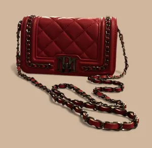 Badgley Mischka Red Quilted Leather Chain Shoulder Bag NWT thumbnail 1