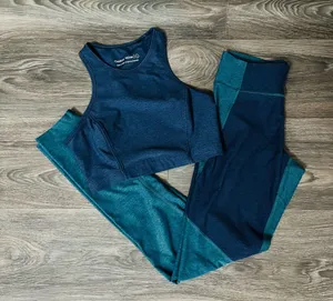 Outdoor Voices Women's Sz S High Waist 2 Piece Legging Set Blue & Green thumbnail 1