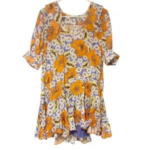 Free People Size Medium Sugar Crush Mini Dress Cobalt‎ Combo Floral thumbnail 3
