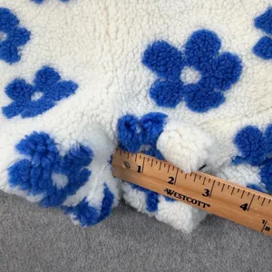 Day + Moon Size Small Cream Blue Floral Sherpa Fleece Lounge Shorts High Rise thumbnail 2