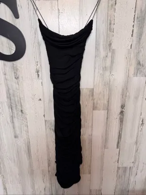 Oh Polly Black Ruched Cowl Neck Maxi Dress Womens Size US 6 UK 10 Spaghetti Stra thumbnail 2