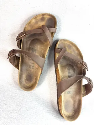 Birkenstock 9 40 Bohemian Brown Leather Cross-Strap Sandals thumbnail 1