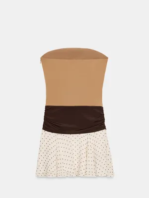 Zara Brown and White Polka Dot Mini Dress thumbnail 6