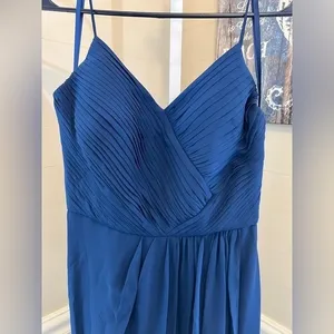 Weddington Way Navy Blue Chiffon Pleated Maxi Dress‎ Size 2 thumbnail 9