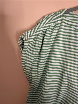 LOFT Green and White Striped Short Sleeve Tee thumbnail 3
