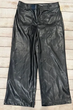 Ann Taylor LOFT Women’s The Palmer Wide Leg Black Faux Leather Pants 6P thumbnail 1
