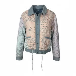 BLANK NYC Reversible Quilted Denim Jacket Large Blue Floral Snap Front Coat thumbnail 15
