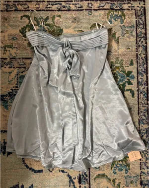 Blue Strapless Satin Mini Dress thumbnail 1