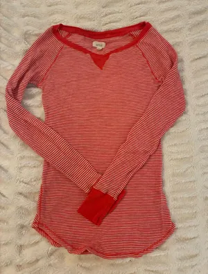 Aerie Brand Red Striped Long Sleeve Top thumbnail 1