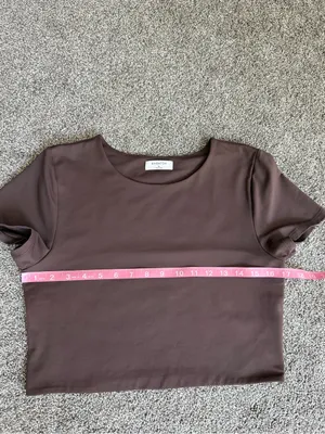 Babaton Sculpt Knit Brown Cropped Short Sleeve Top XL thumbnail 6