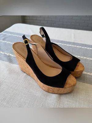 Stuart Weitzman Riviera Slingback Wedge Platform Sandals Size 7.5 thumbnail 3
