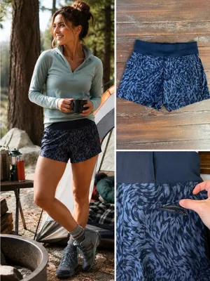 Athleta Trekkie North Printed Lynx Smooth Top Pull On Athletic Shorts Sz 12 💚🎀 thumbnail 2
