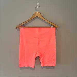 LOVE&SPORTS Neon Orange Athletic Gym‎ Shorts Spandex, High Rise Like New XL thumbnail 2