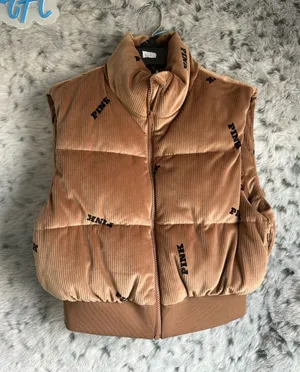 665. Victoria's Secret Pink Velour Crop Puffer Vest Color Caramel small thumbnail 1