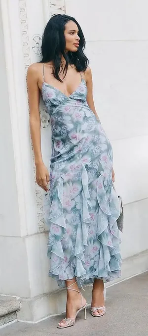 NWT!! Anthropologie FOR LOVE & LEMONS Elea Floral Ruffle Maxi Dress Medium‎ thumbnail 1