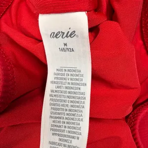 Aerie Real Good Ribbed Strapless Cutout One-Piece Swimsuit Red Medium thumbnail 4