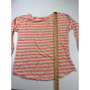 Ann Taylor LOFT Striped‎ Roll-Tab Sleeve Top Casual Everyday Blouse M thumbnail 4