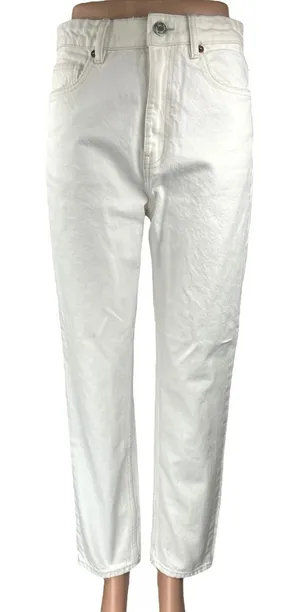 Zara Women's White Straight Leg High Waist Casual Trousers Denim Jeans Size 4 thumbnail 1
