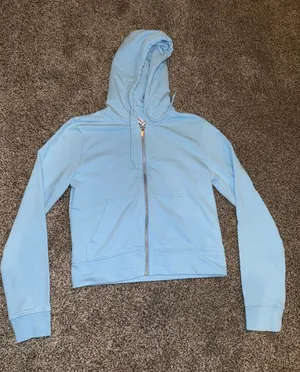 H&M DIVIDED Basic Light Blue Full-Zip Cropped Hoodie thumbnail 1