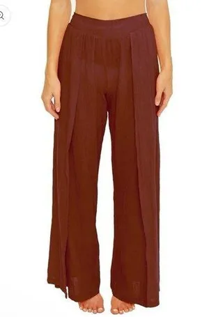 BECCA by Rebecca Virtue Pant Wide Leg Coverup Gauzy Side Slit NWT Coconut XS thumbnail 1