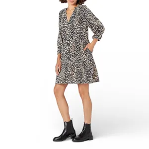 The Drop Caralynmirand Leopard Print Tiered V‎ Neck Mini Dress XXS thumbnail 2